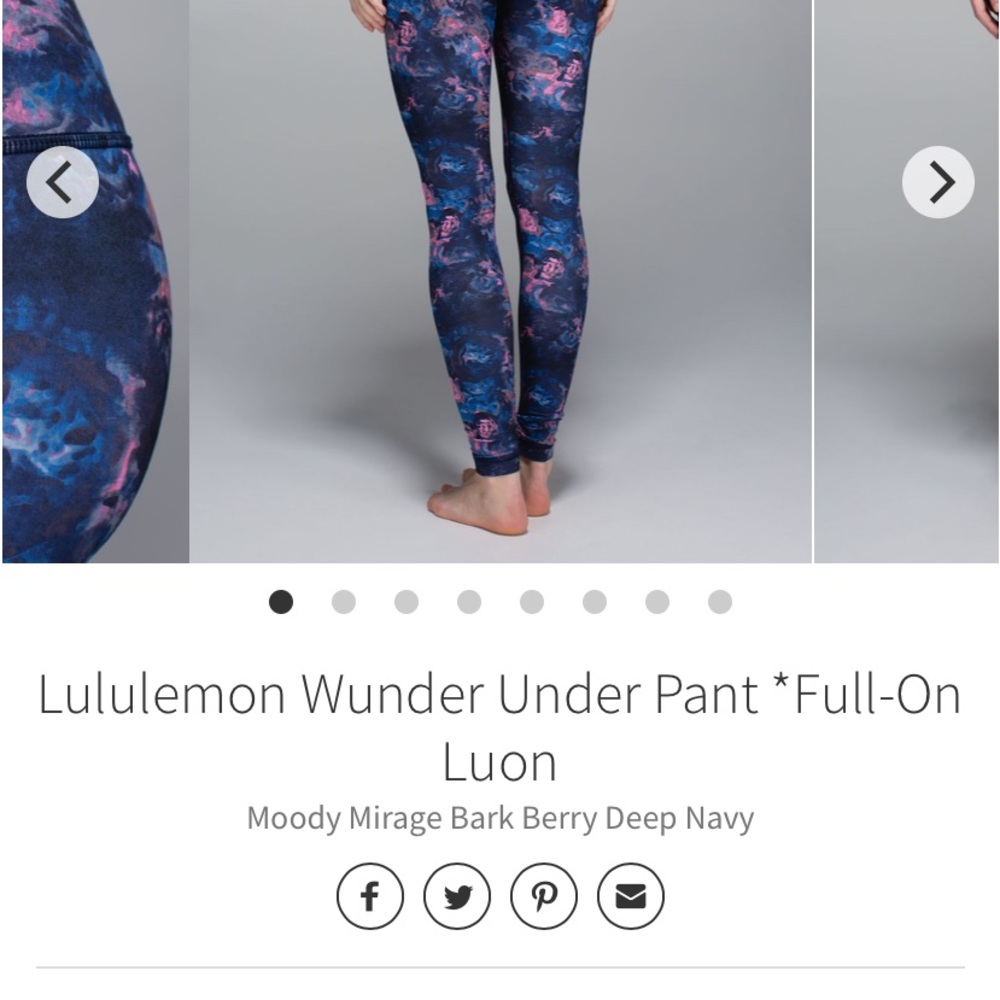 Lululemon Wunder Under Pant  Moody Mirage Bark Berry Deep Navy size 10